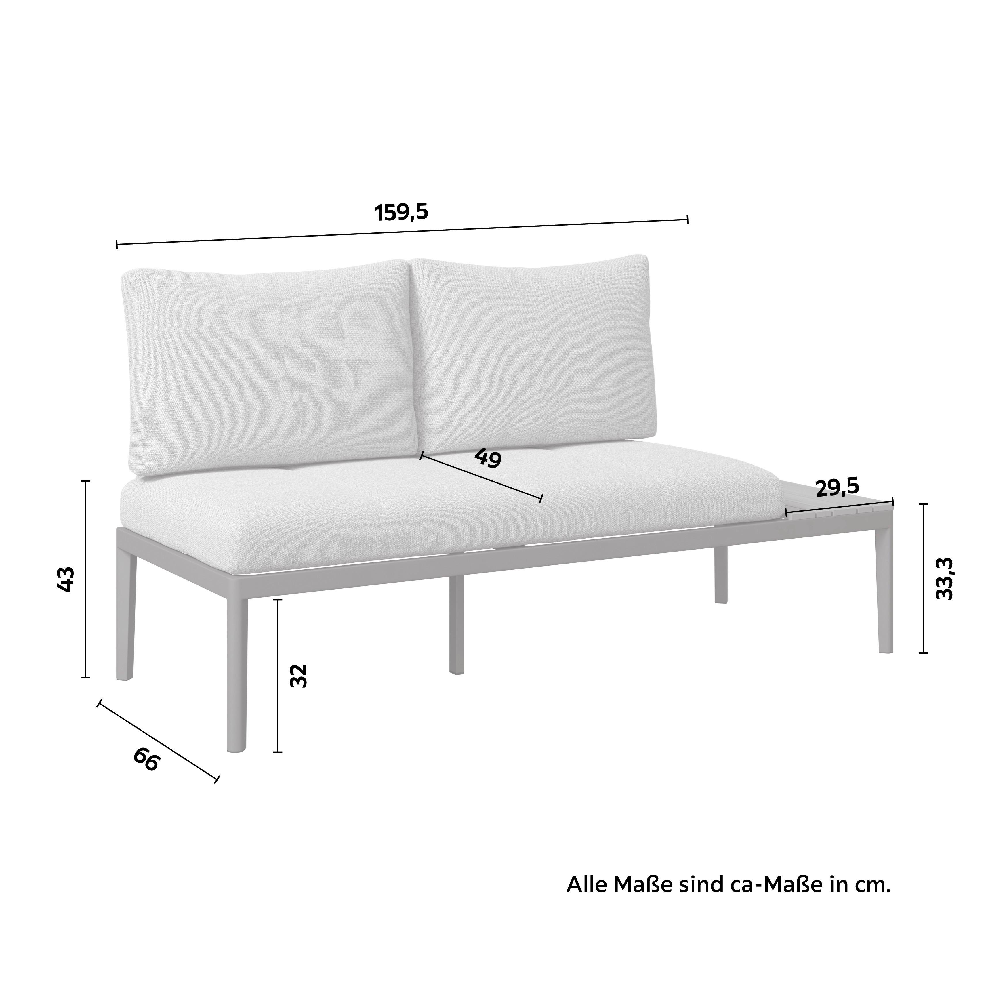 LOUNGEGRUPP EMILIA - beige/mörkgrå, Modern, metall/glas (168/75/73,5cm) - Mömax