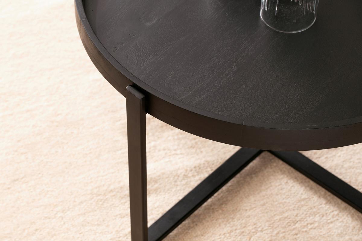 TABLE BASSE WL6.803 - noir, Design, métal/bois (60/60/35cm) - MID.YOU