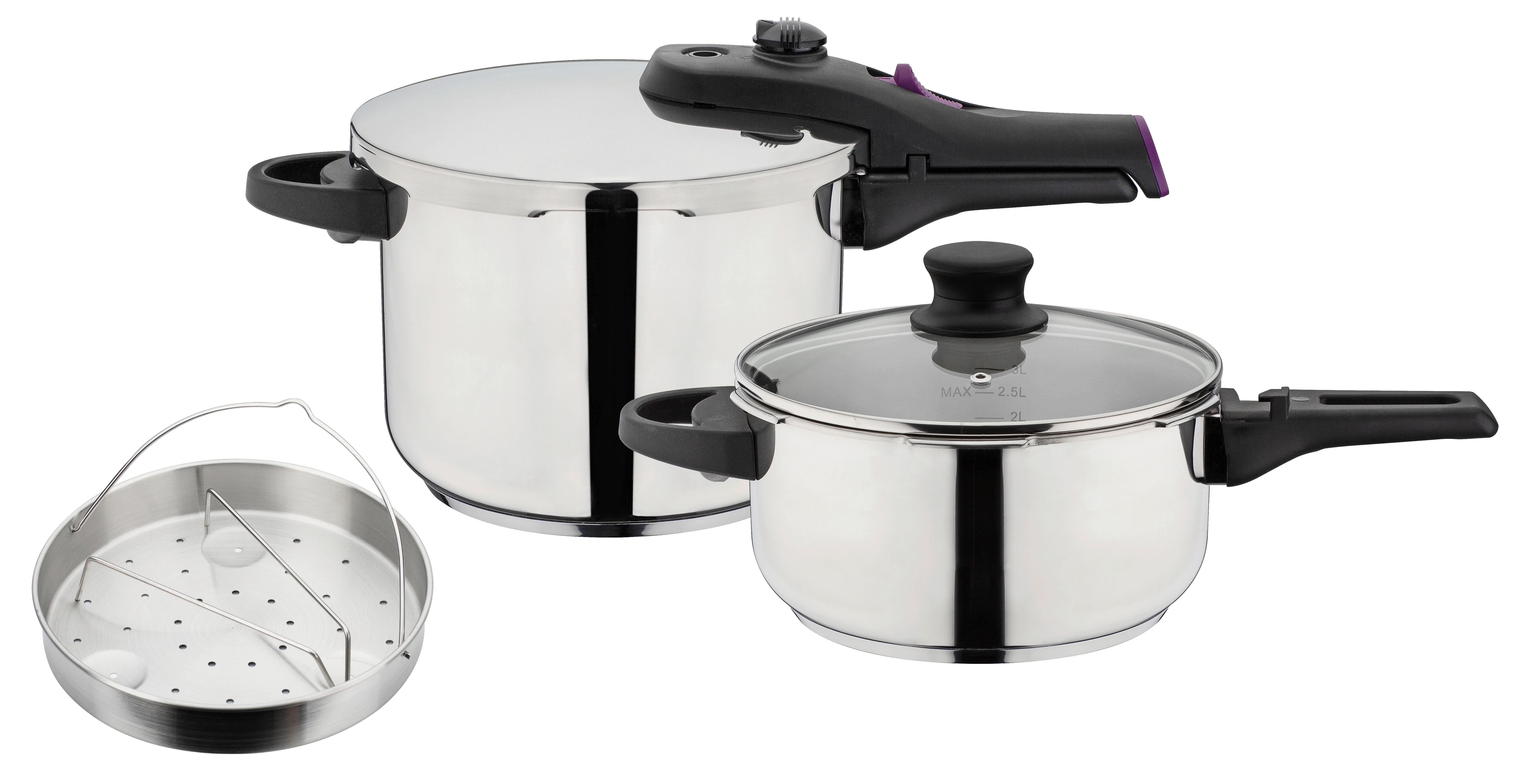 Set Loncev Na Pritisk Rapid, 2-Delni - srebrne barve, Basics, kovina (22cm) - GSW