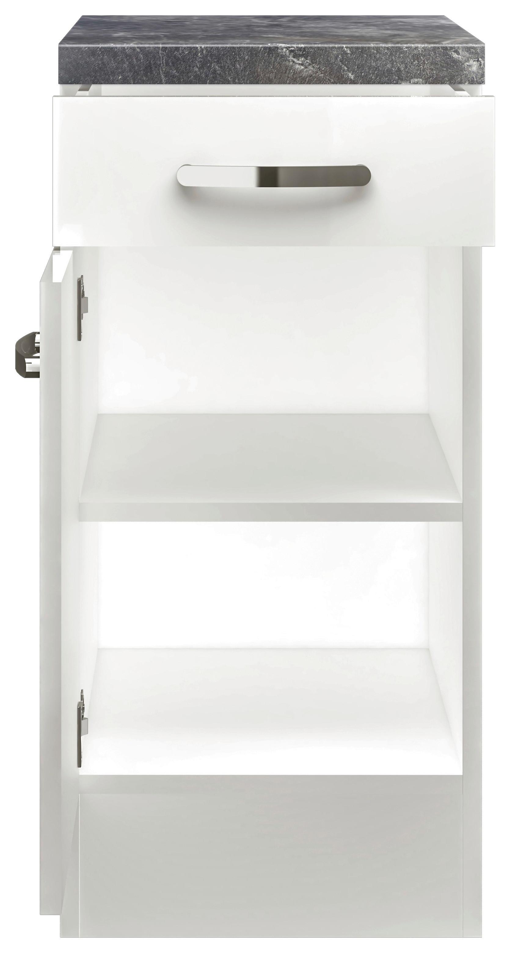 Kuhinjska Spodnja Omarica Alba, Bela, Š. 40 Cm - barve nerjavečega jekla/bela, Moderno, kovina/leseni material (40/86/60cm) - FlexWell