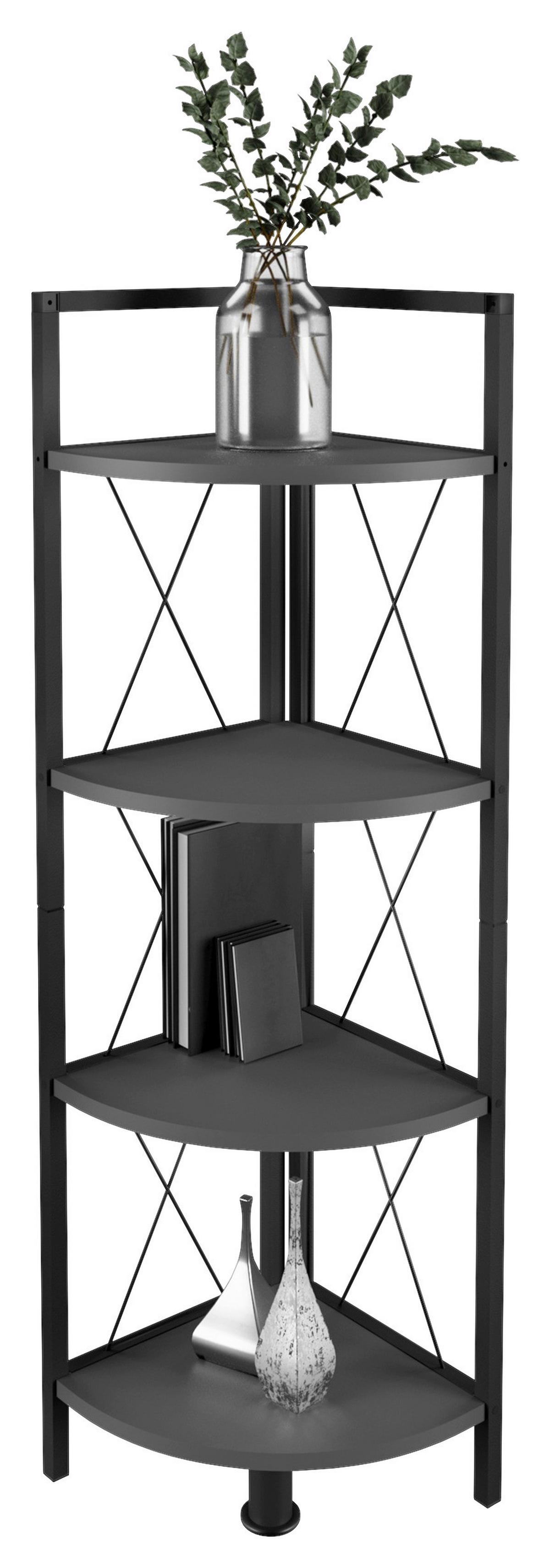 Eckregal INSASI 4 Anthrazit ca. 34x123x34 cm - Anthrazit/Schwarz, Design, Holzwerkstoff/Metall (34/123/34cm) - MID.YOU