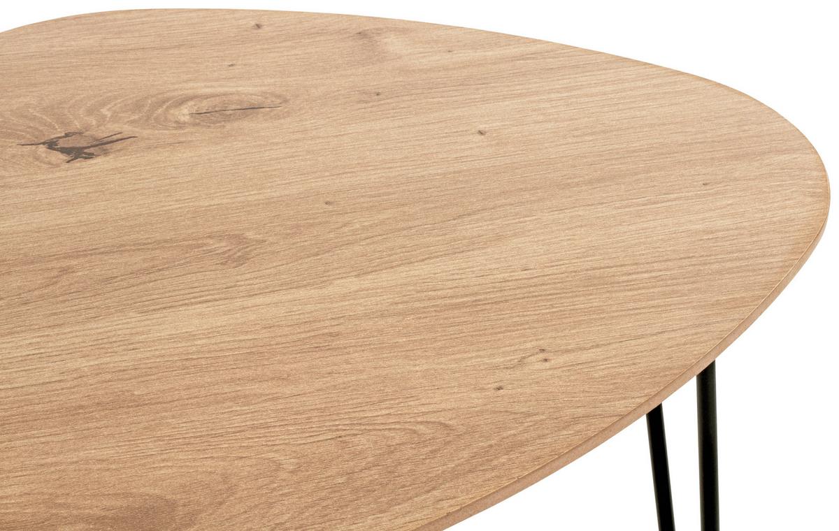 STOLIK BOCZNY BERGEN 2 - kolor dębowy/czarny, Trend, materiał drewnopochodny/metal (40/40/43cm)