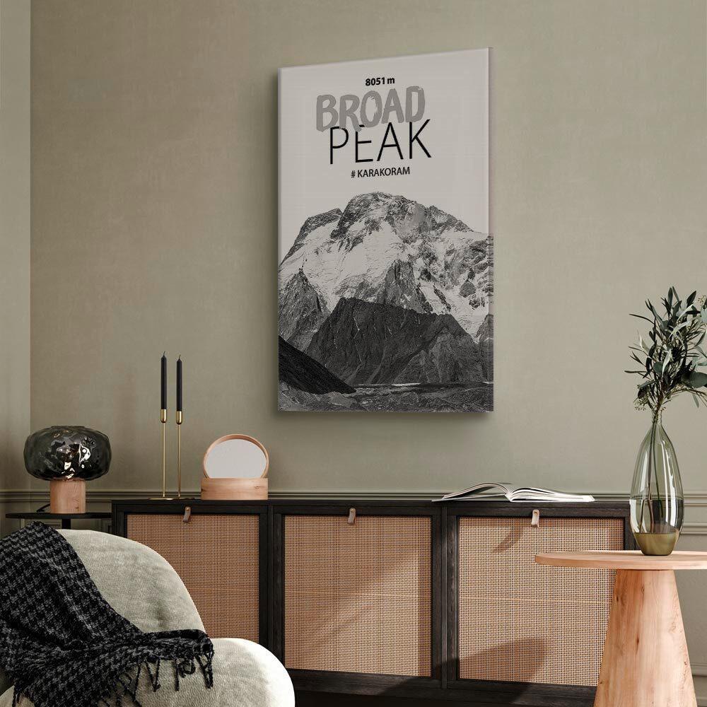 Slika Na Platnu Broad Peak - črna/bela, Basics, tekstil/les (60/90/1,2cm) - artgeist
