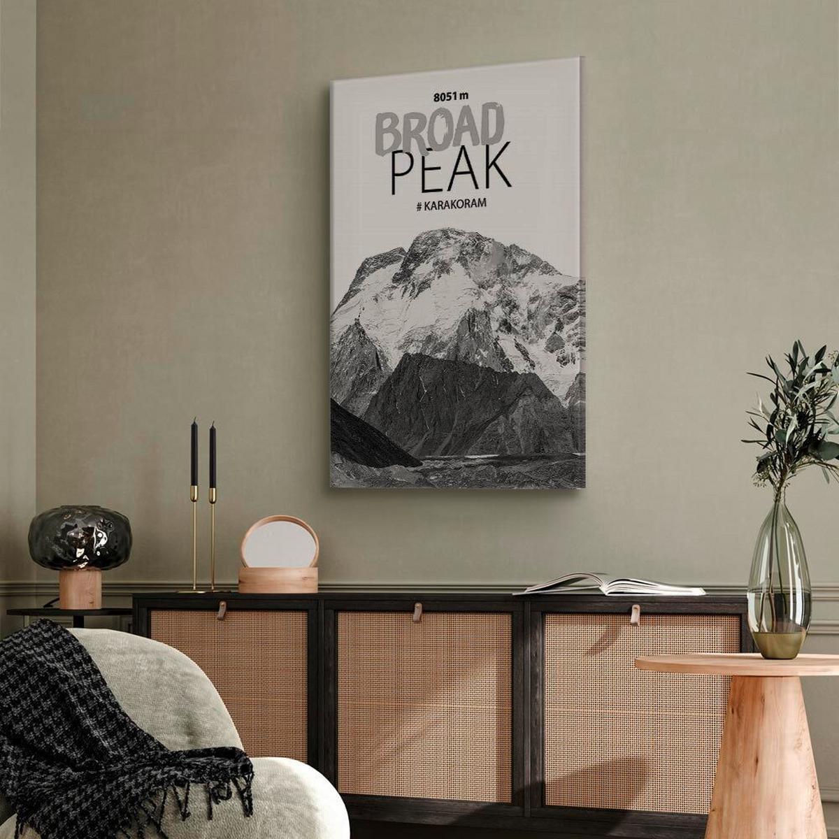 Slika Na Platnu Broad Peak - črna/bela, Basics, tekstil/les (60/90/1,2cm) - artgeist
