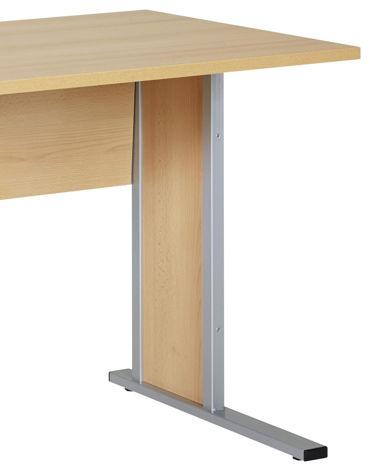 Schreibtisch "Serie 4000" ca 90x65 cm, buche - Buchefarben/Silberfarben, Basics, Holzwerkstoff/Metall (90/65/72,2cm) - MID.YOU