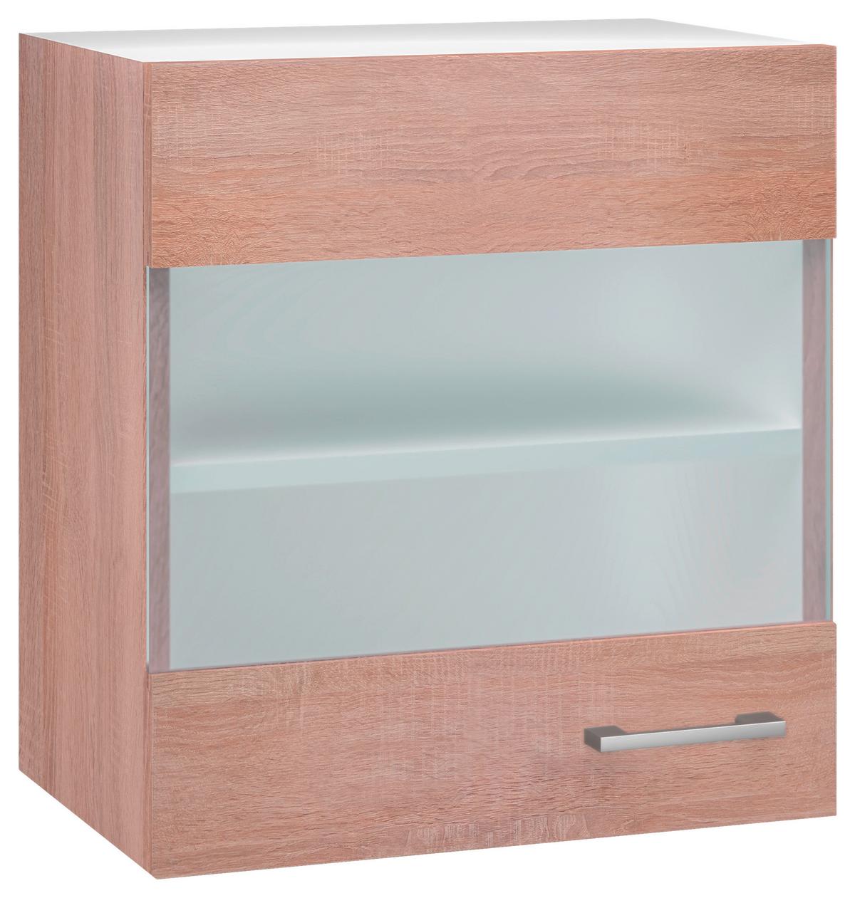 Kuhinjska Zgornja Omarica Samoa, Barva Hrasta - bela/barve aluminija, Konvencionalno, umetna masa/leseni material (50/54,8/32cm)
