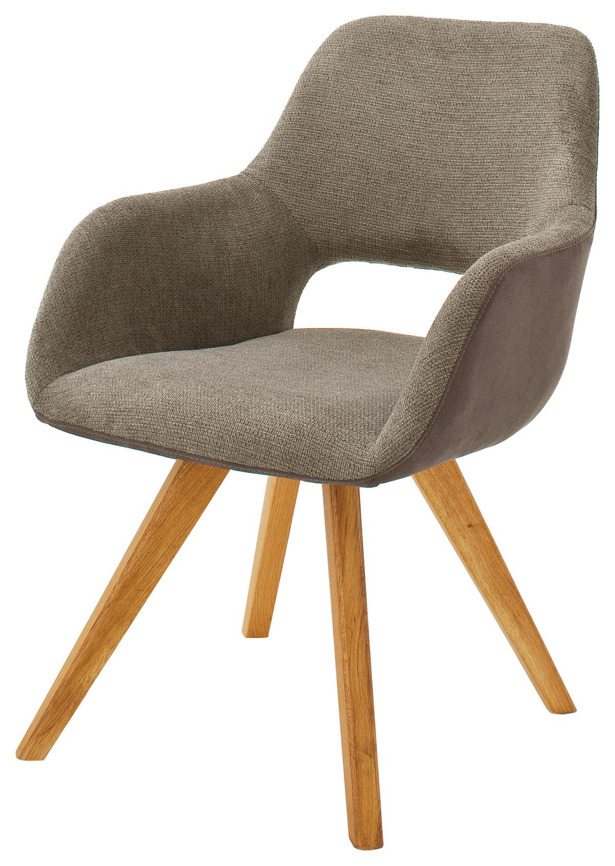 KRZESŁO Z PODŁOKIETNIKAMI ASELLA -LOMOCO- - kolor dębowy/dąb dziki, Design, drewno/tkanina (56/86/64cm) - Lomoco