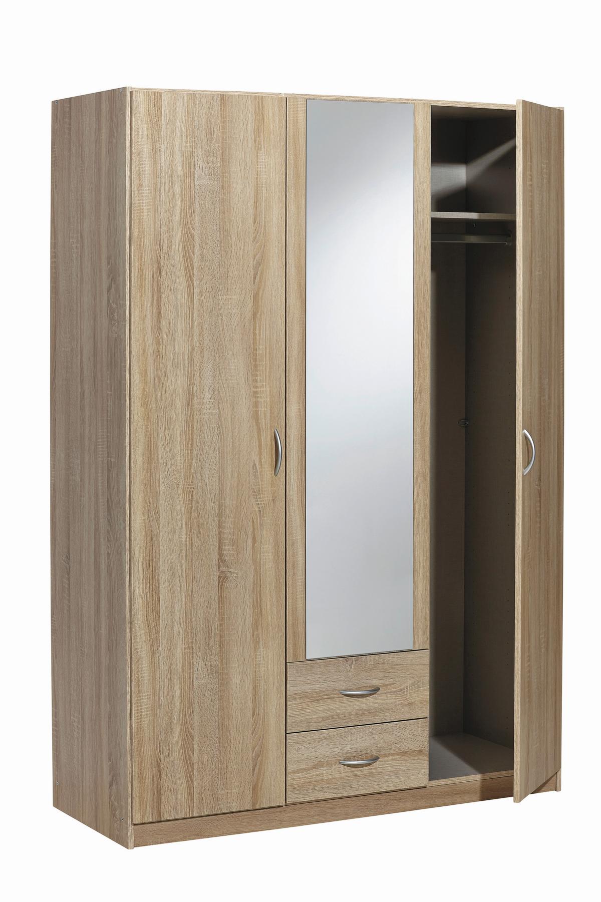 Omara S Klasičnimi Vrati Case, Barva Hrasta - srebrne barve/hrast sonoma, Design, umetna masa/leseni material (136/197/54cm) - Boxxx
