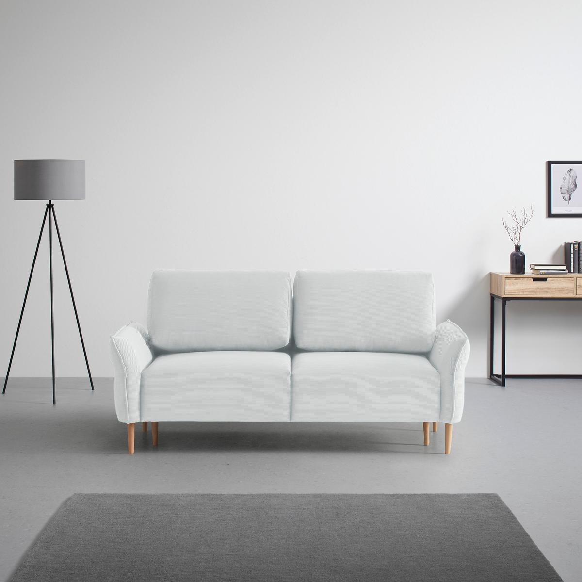 Trosjed Custom - srebrne boje/prirodne boje, Moderno, tekstil/drvo (183/85/92cm) - Mömax