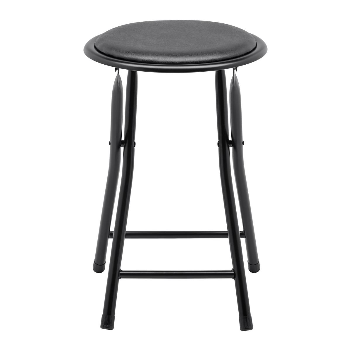 Taburet pliabil RAKI II - negru, Konventionell, metal/textil (30/45cm) - Modern Living
