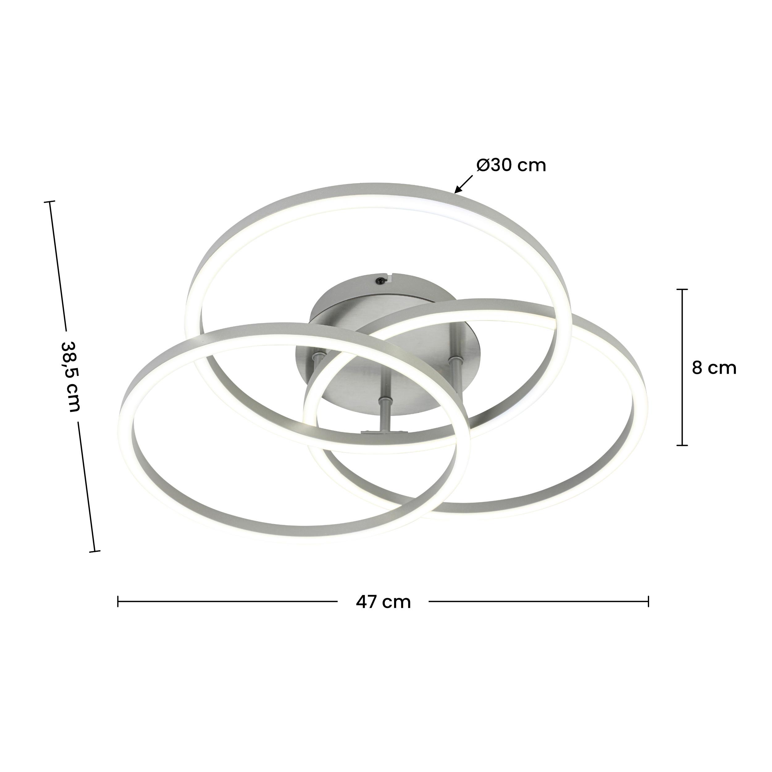 LED-TAKLAMPA ROLAND - silver/nickelfärgad, Modern, metall/plast (47/38,5/8cm) - Mömax
