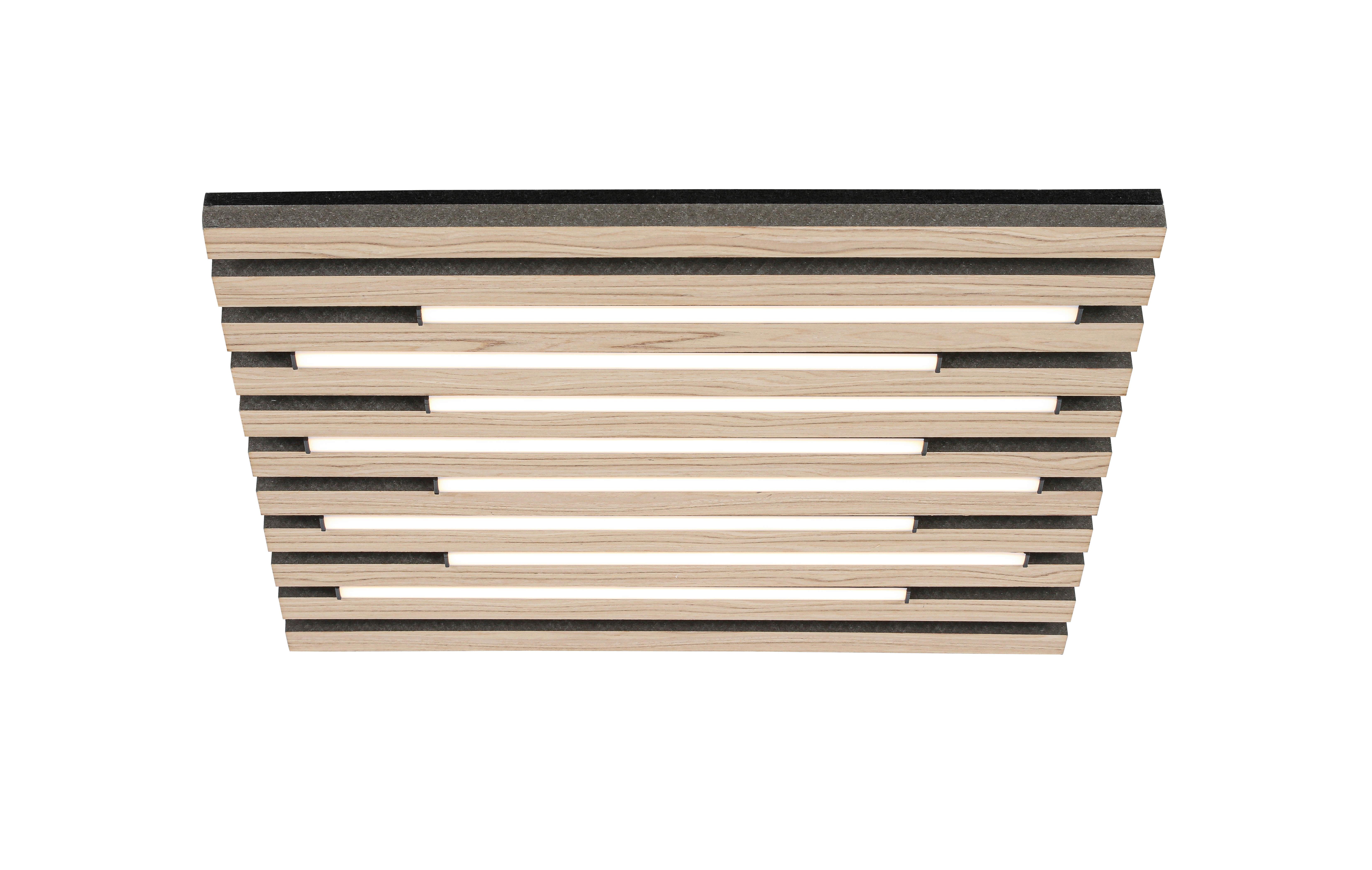 LED-Deckenleuchte Ruko Schwarz/Eichefarben max. 24 W - Eichefarben/Schwarz, MODERN, Holzwerkstoff/Kunststoff (42,5/42,5/5,5cm) - Mömax
