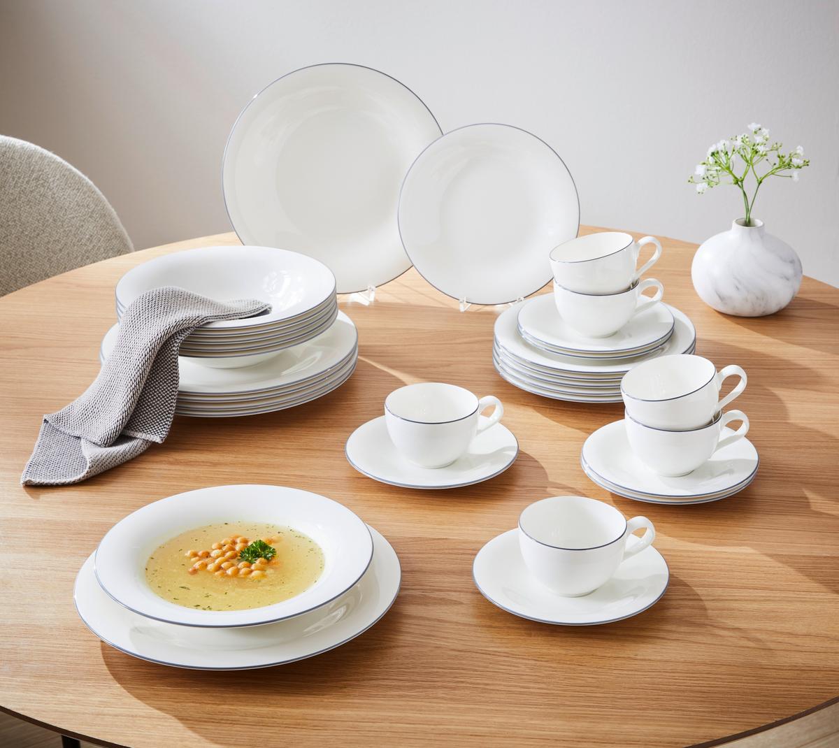 KOMPLET DO KAWY GREY LINES VILLEROY & BOCH - biały/szary, Konventionell, ceramika - Villeroy & Boch