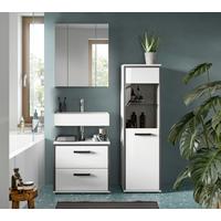 Badezimmer Kojak 3-tlg. Weiß/Anthrazit - Weiß Hochglanz/Schwarz, MODERN, Holzwerkstoff/Kunststoff (100cm) - MID.YOU