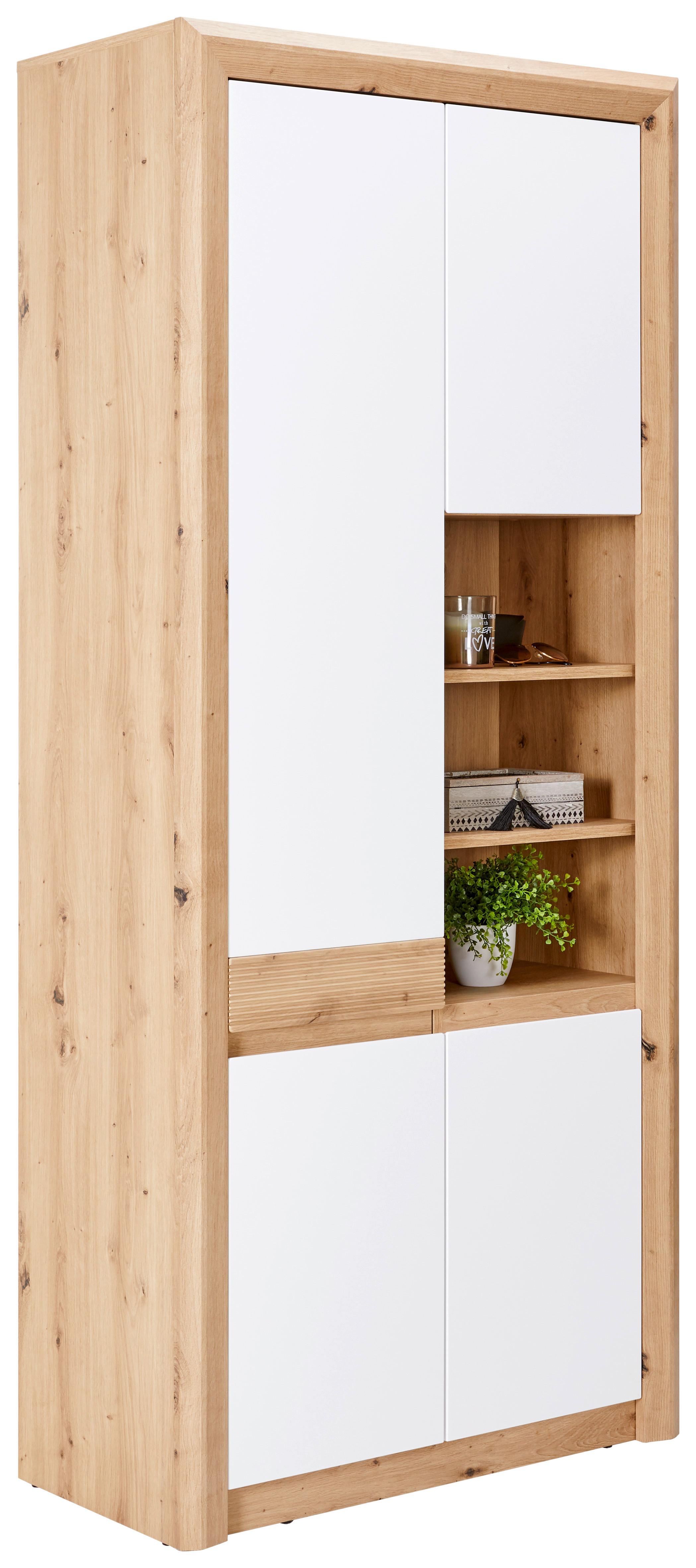 Omara Za Čevlje Kashmir New, Bela, Barva Hrasta - barve hrasta/bela, Moderno, leseni material (84/192/41cm) - Zandiara