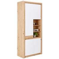 Dulap pentru pantofi KASHMIR NEW - alb/culoare lemn stejar, Modern, material pe bază de lemn (84/192/41cm) - Modern Living