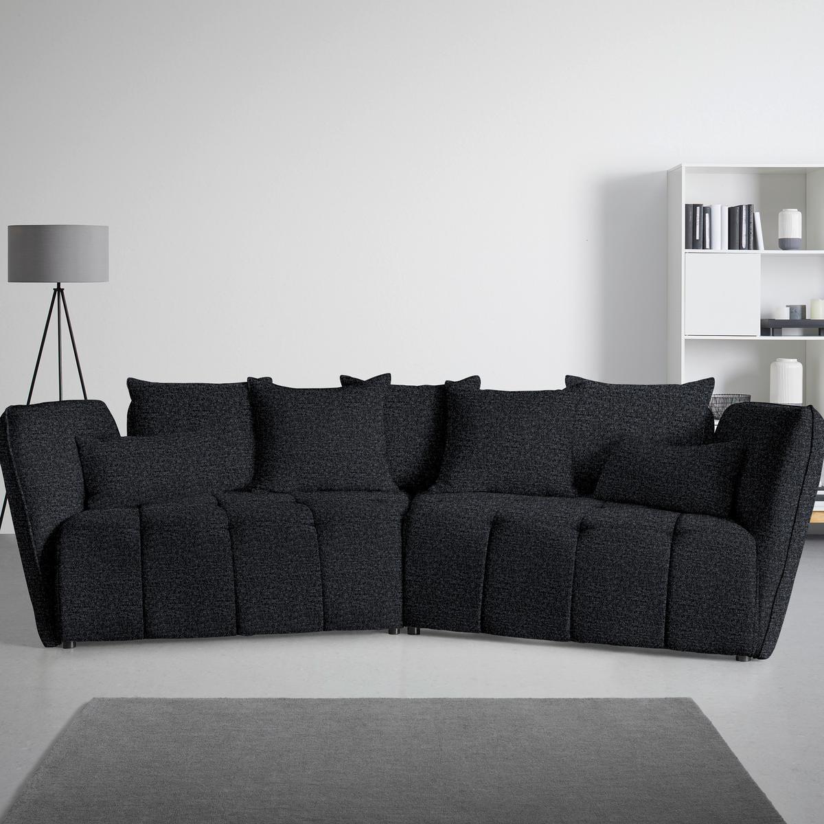 Boxspringsofa Sofi Dunkelgrau ca. 294x93x152cm - Dunkelgrau/Schwarz, MODERN, Textil (294/93/152cm) - Premium Living