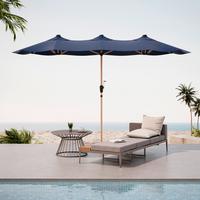 Sonnenschirm Nati in Anthrazit/Naturfarben - Anthrazit/Naturfarben, Basics, Textil/Metall (200/245/400cm) - Mömax