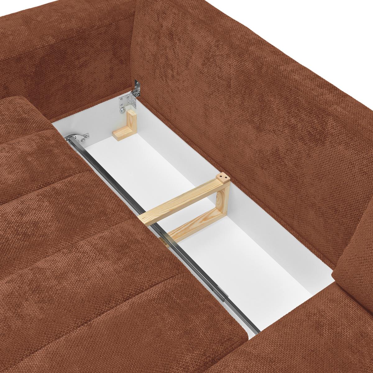 Wohnlandschaft Bolonia Terracotta - Schwarz Hochglanz/Terracotta, MODERN, Textil/Metall (273/93/166cm) - Mömax