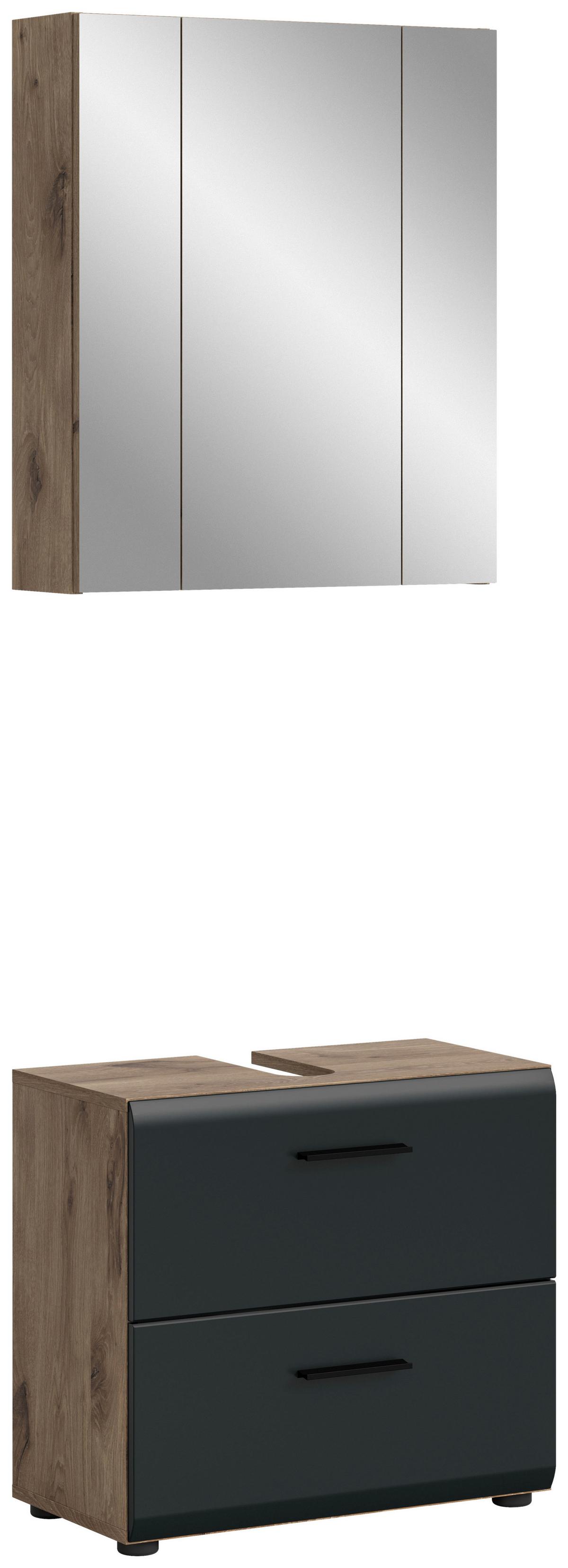 BADEZIMMER ICE - Eiche dunkel/Schwarz, Basics, Holzwerkstoff/Kunststoff (60cm) - MID.YOU