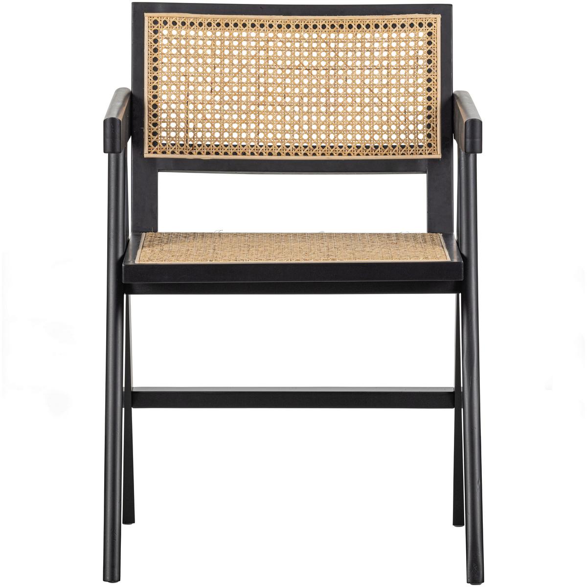 Armlehnstuhl Gunn Schwarz B: 54 cm - Schwarz/Naturfarben, Design, Holz (54/80/54cm) - Livetastic
