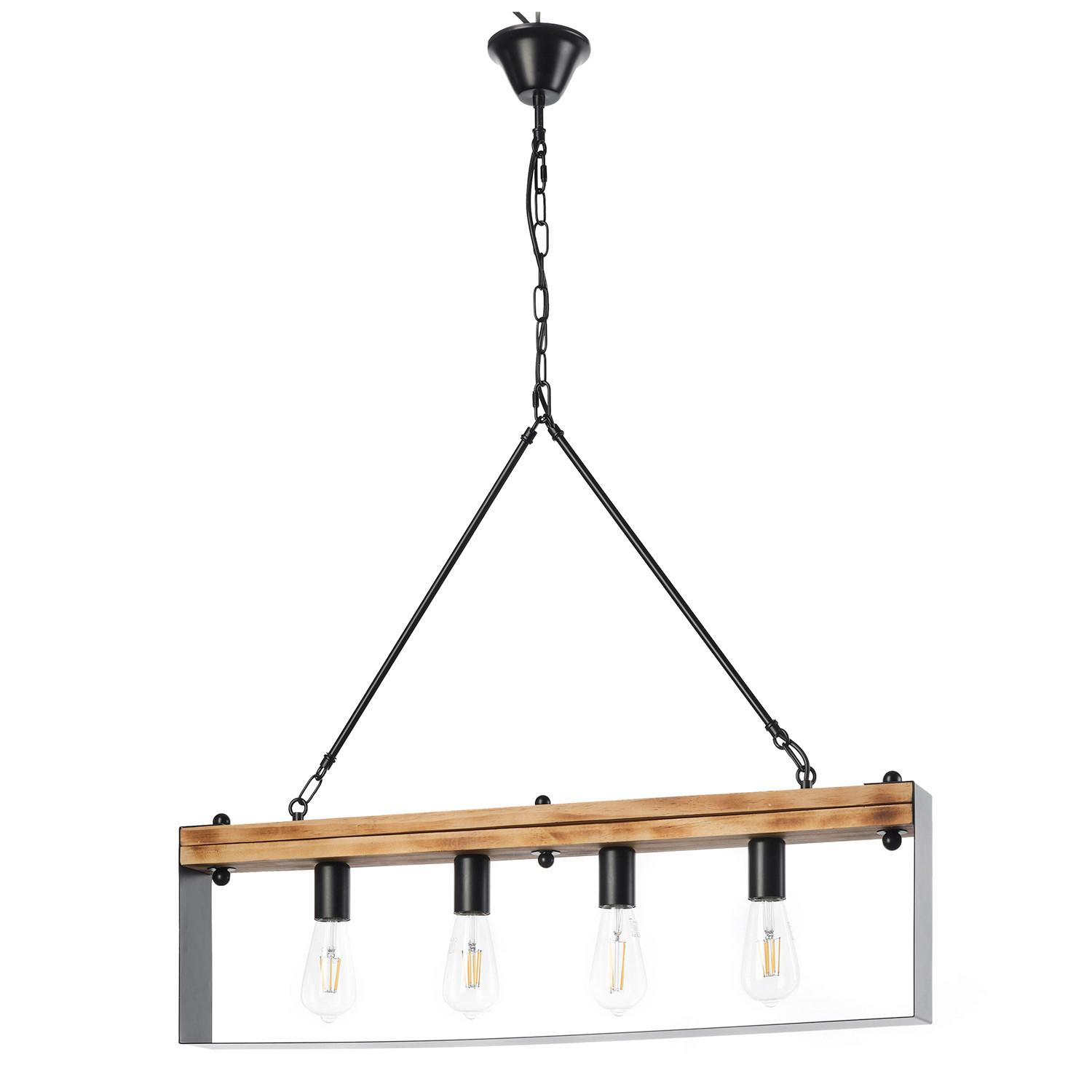 Hängeleuchte Susan Braun/Schwarz max. 22 Watt - Schwarz/Braun, Natur, Holz/Metall (80/8/100cm)