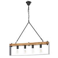 Hängeleuchte Susan Braun/Schwarz max. 22 Watt - Schwarz/Braun, Natur, Holz/Metall (80/8/100cm)