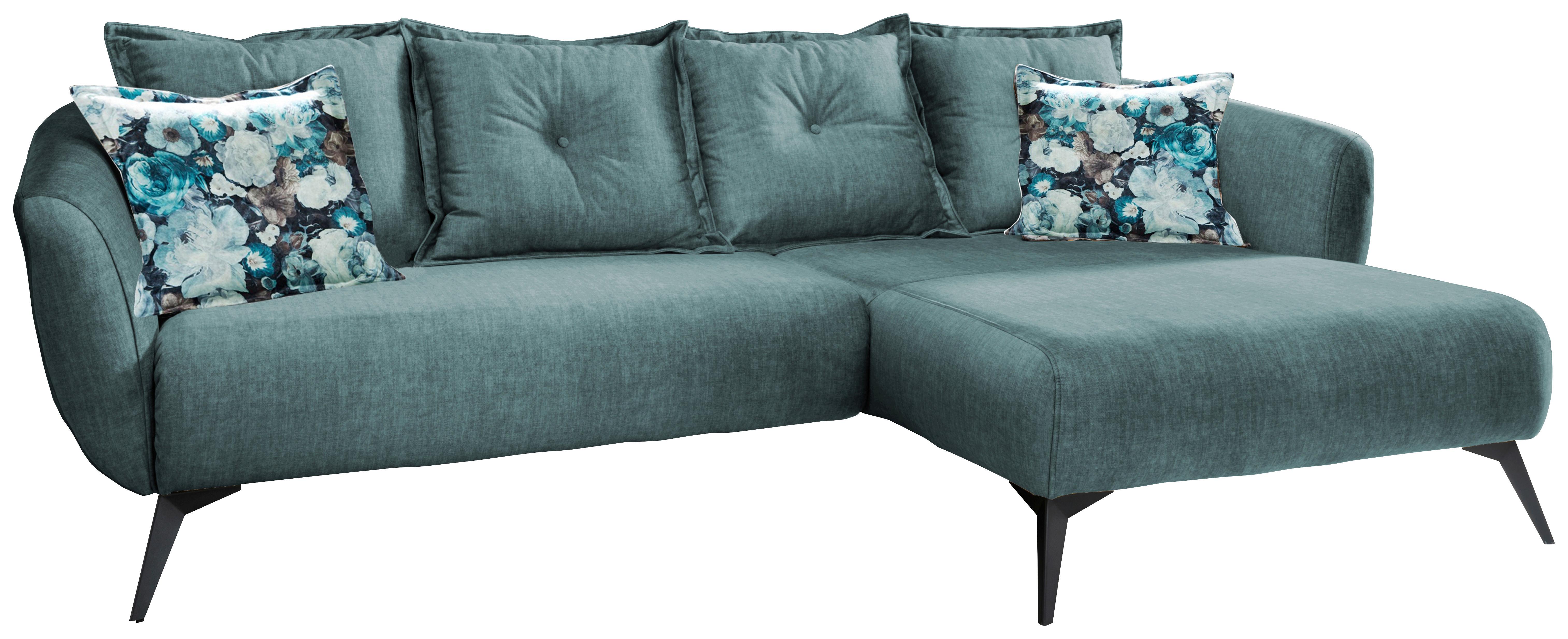 Wohnlandschaft Baggio Blau Velours - Blau/Multicolor, MODERN, Holz/Textil (277/162cm) - Livetastic