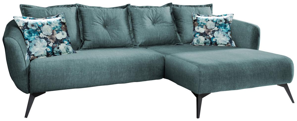Wohnlandschaft Baggio Blau Velours - Blau/Multicolor, MODERN, Holz/Textil (277/162cm) - Livetastic
