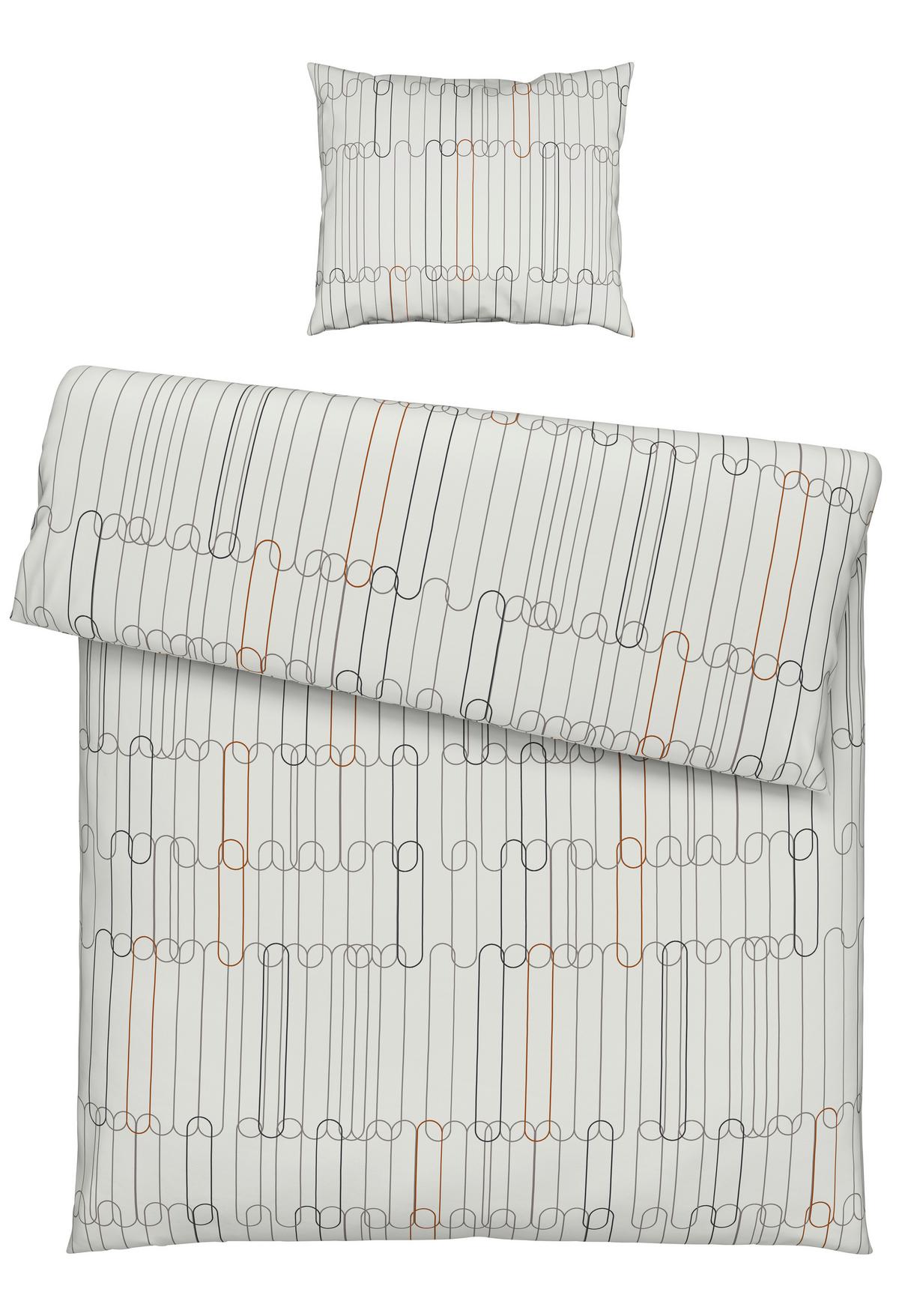 BETTWÄSCHESET CHAINS - Weiss/Cognac, Konventionell, Textil (160/210cm) - Modern Living