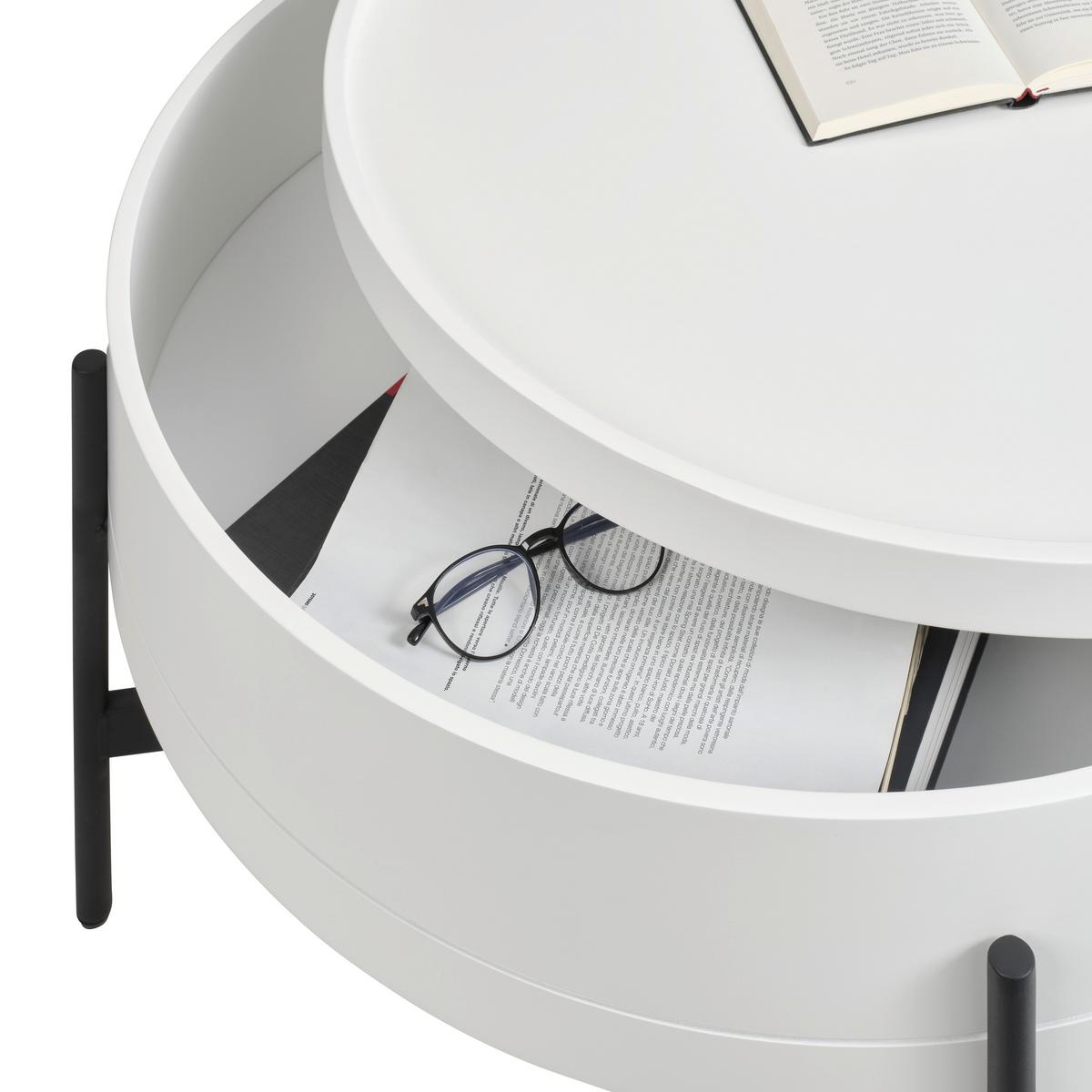 Couchtisch Malabo Weiß ca. 80x45x80cm - Schwarz/Weiß, MODERN, Holzwerkstoff/Metall (80/45/80cm) - Premium Living