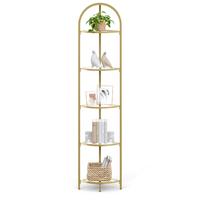 Eckregal Goldfarben ca. 28x158x28 cm - Goldfarben, Trend, Glas/Metall (28/158/28cm) - MID.YOU