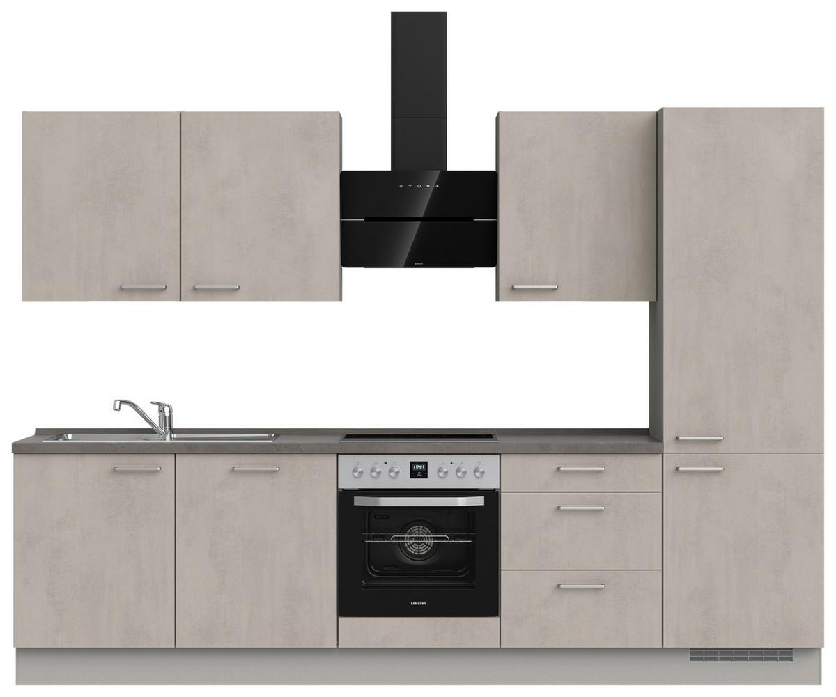 Küchenblock Riva High m. Geräten Grau - Schieferfarben/Edelstahlfarben, MODERN, Holzwerkstoff/Metall (300cm) - Nobilia