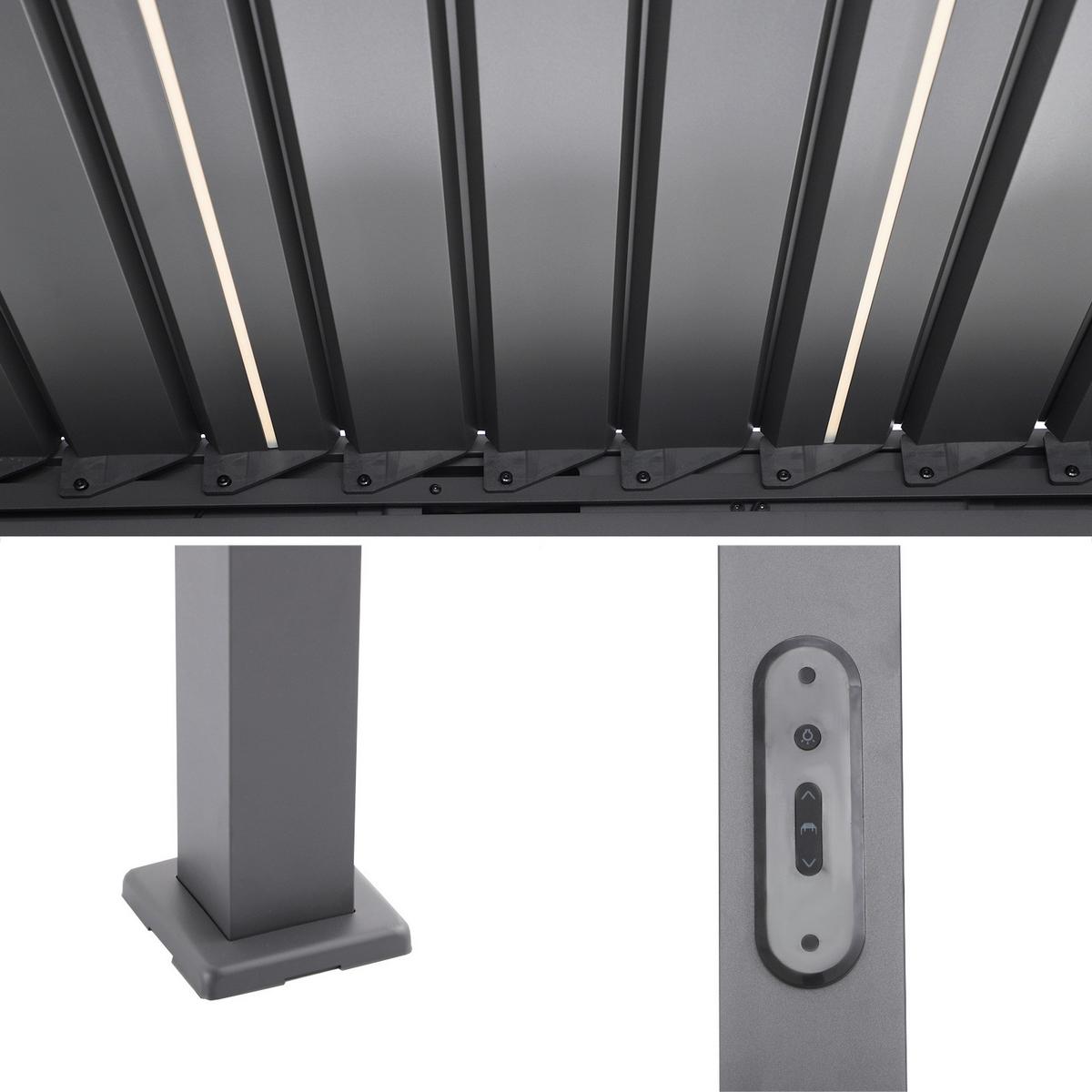 Pergola Core Anthrazit mit LED - Anthrazit, Basics, Metall (393/250/300,2cm) - Gardenson
