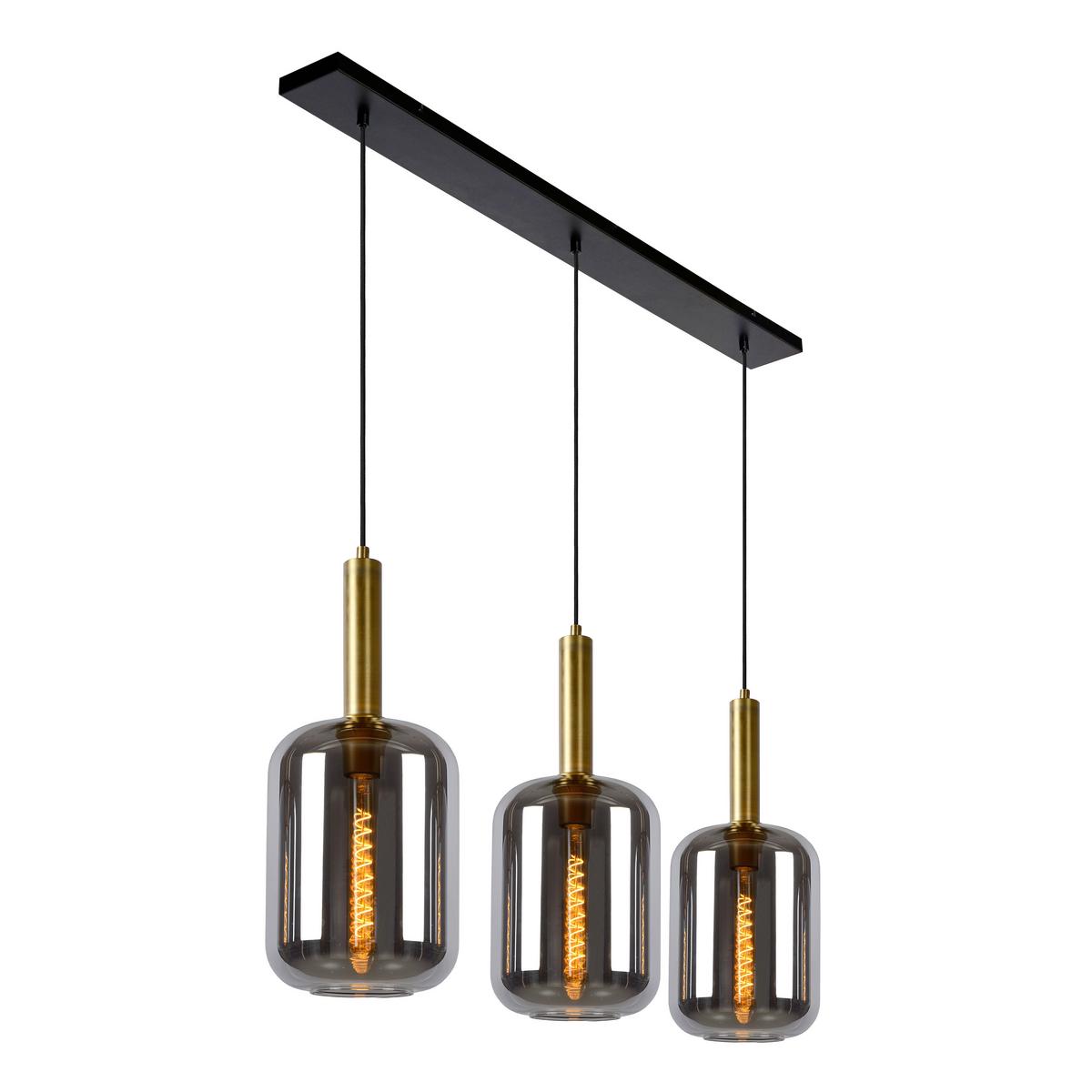LAMPA WISZĄCA 45494/03/65 JOANET - jasnoszary, Design, szkło (110/22/150cm) - Lucide