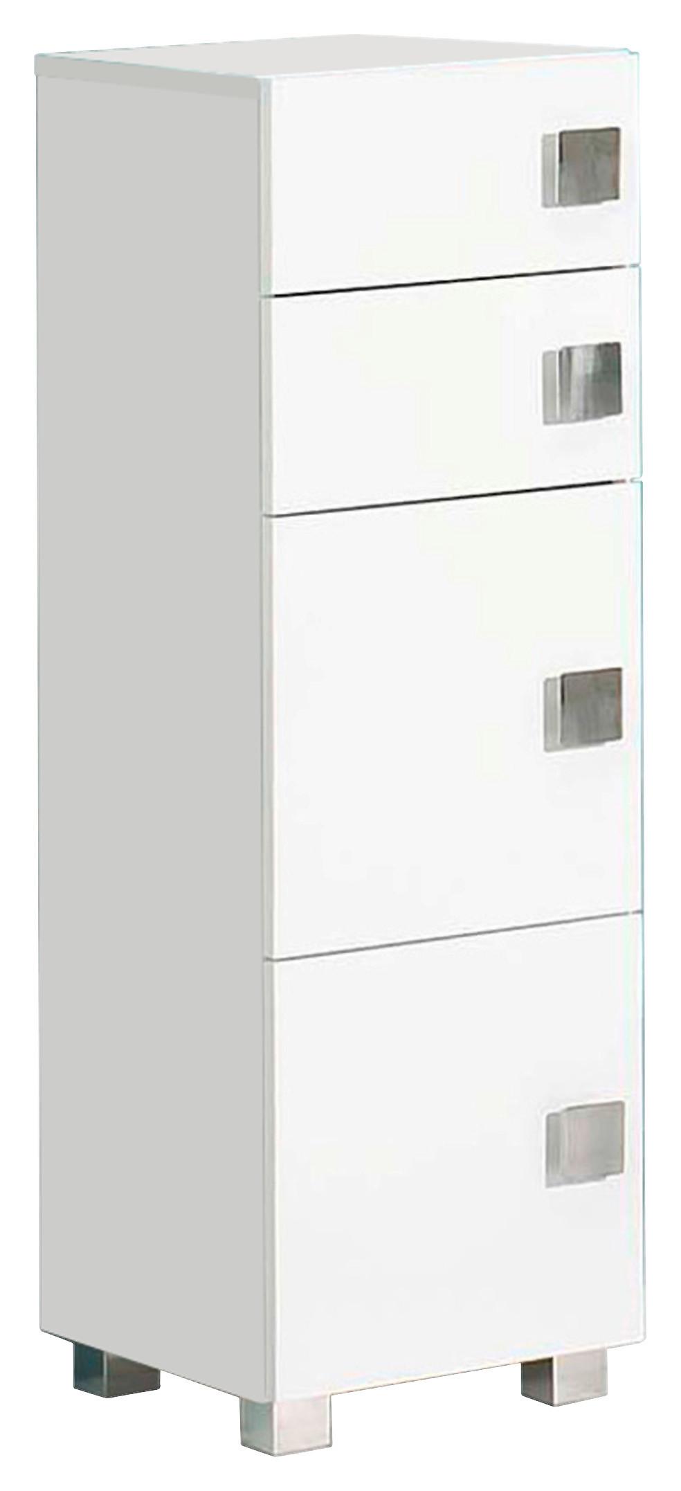 Unterschrank "Quadra" , weiß - Chromfarben/Weiß, MODERN, Holzwerkstoff/Metall (33/101,5/34,5cm) - MID.YOU