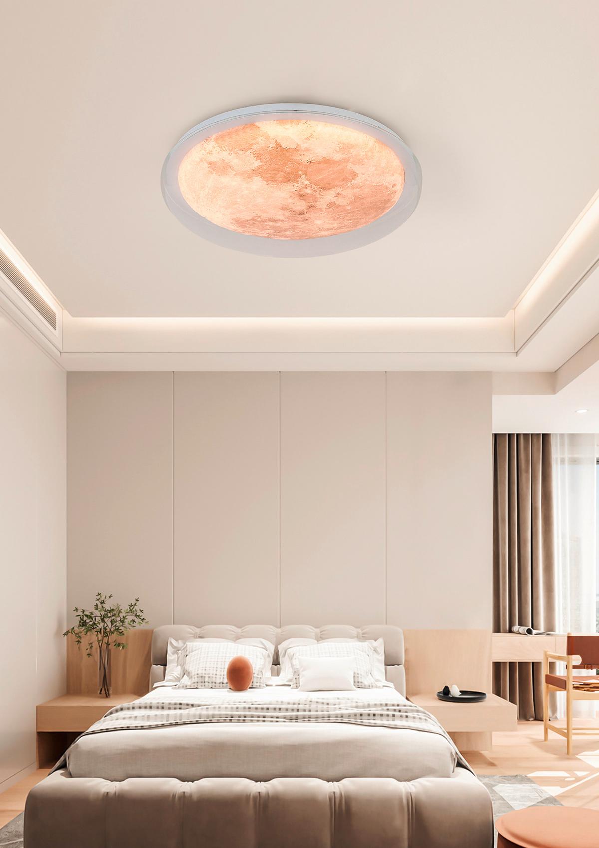 LAMPA SUFITOWA LED DERBY *SBN* - kolor srebrny/biały, Trend, tworzywo sztuczne/metal (40/8cm) - Novel
