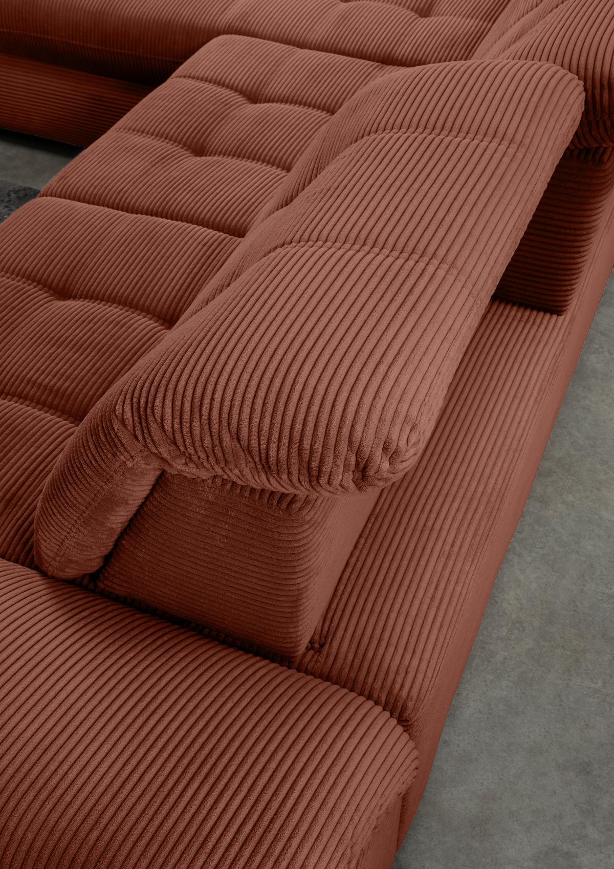 Ecksofa mit Bettkasten Rigatti ca. 184x314 cm Koralle - Koralle/Schwarz, MODERN, Textil/Metall (184/314cm) - Livetastic