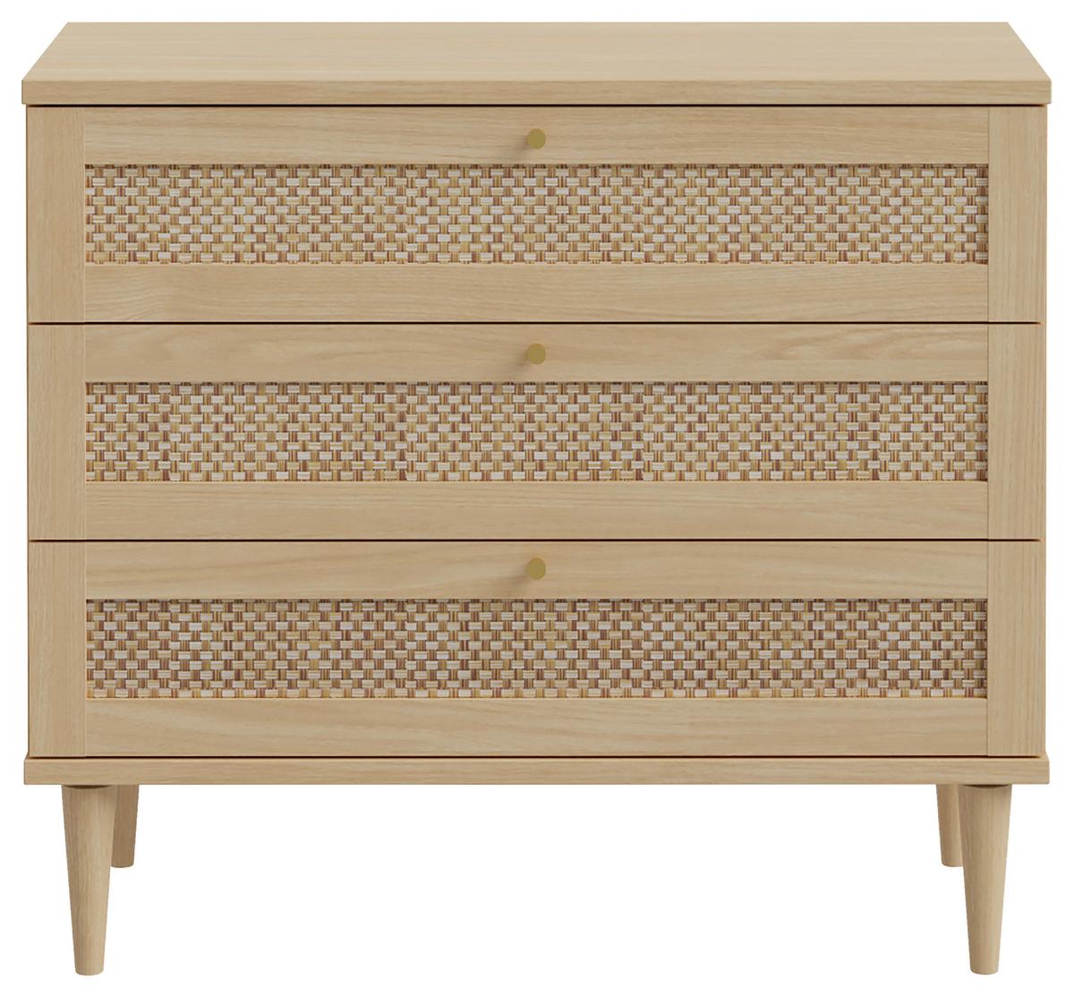 Komoda Calasetta - boje hrasta/zlatne boje, Natur, drvni materijal/metal (90,4/80,1/41,4cm) - Zandiara