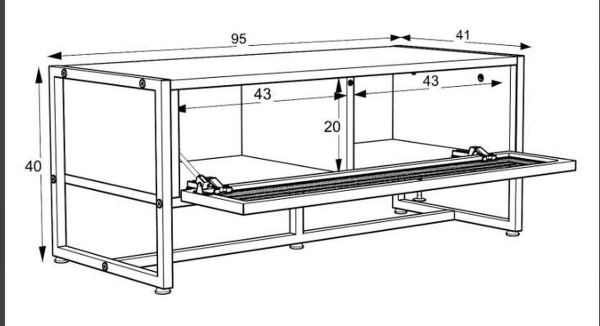 ŁAWKA Z PÓŁKĄ NA BUTY MELA - biały, Modern, metal/drewno (95/40/41cm) - P & B