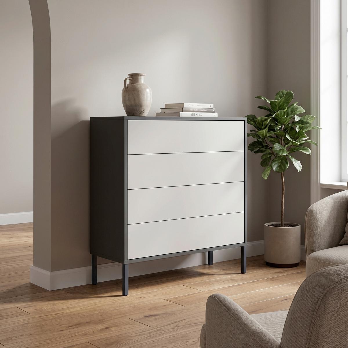 Kommode Mailand Typ 3 Anthrazit/Weiß - Anthrazit/Weiß, MODERN, Holzwerkstoff/Metall (79/86/33cm) - MID.YOU