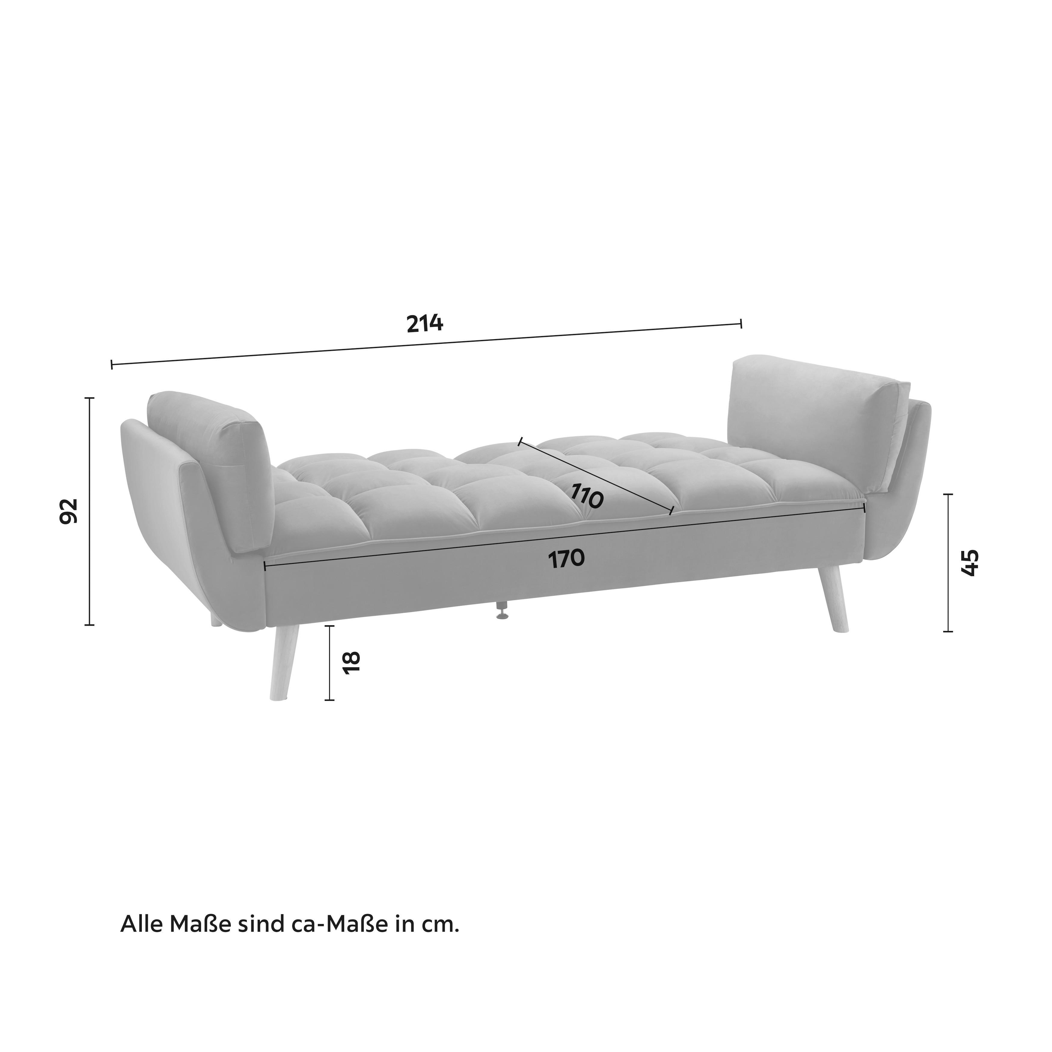 BÄDDSOFFA CORA - blå/naturfärgad, Modern, trä/textil (214/92/81cm) - Bessagi Home