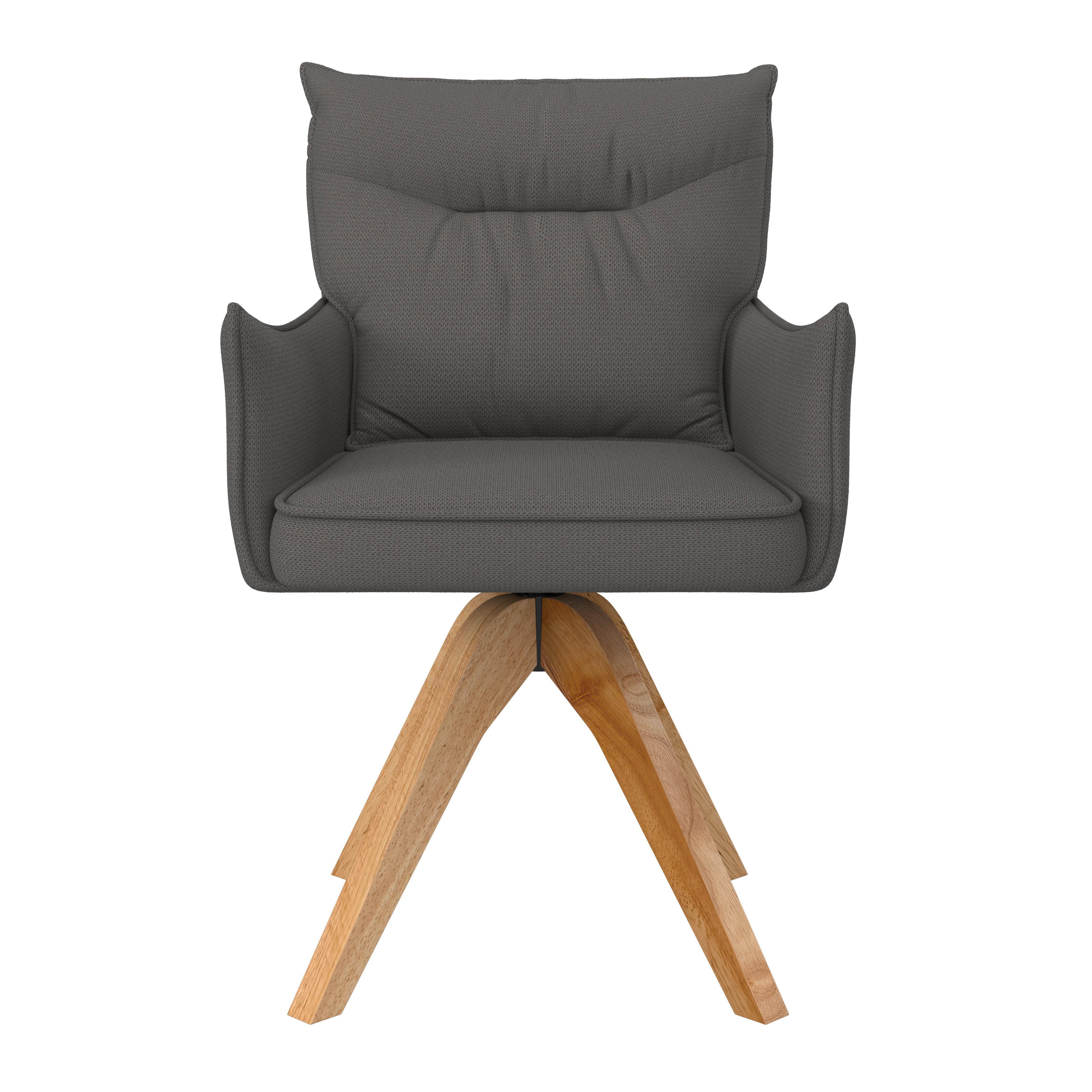 STOL MED ARMSTÖD LORELEI - grå/naturfärgad, Modern, trä/textil (58/87/63cm) - Bessagi Home