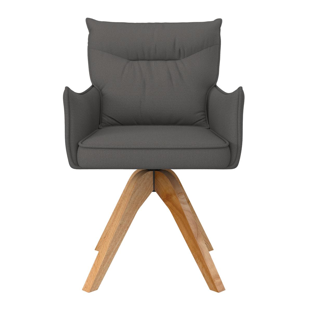 Armlehnstuhl Lorelei Grau Webstoff Drehbar Gepolstert - Naturfarben/Grau, MODERN, Holz/Textil (58/87/63cm) - Bessagi Home