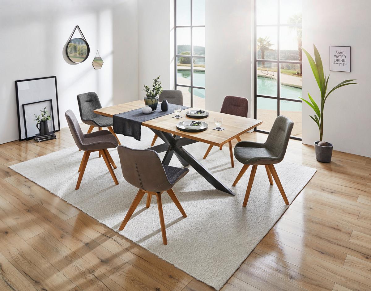 STÓŁ DO JADALNI SPIDER - kolor dębowy/czarny, Design, metal/drewno (200/100/77cm) - Linea Natura