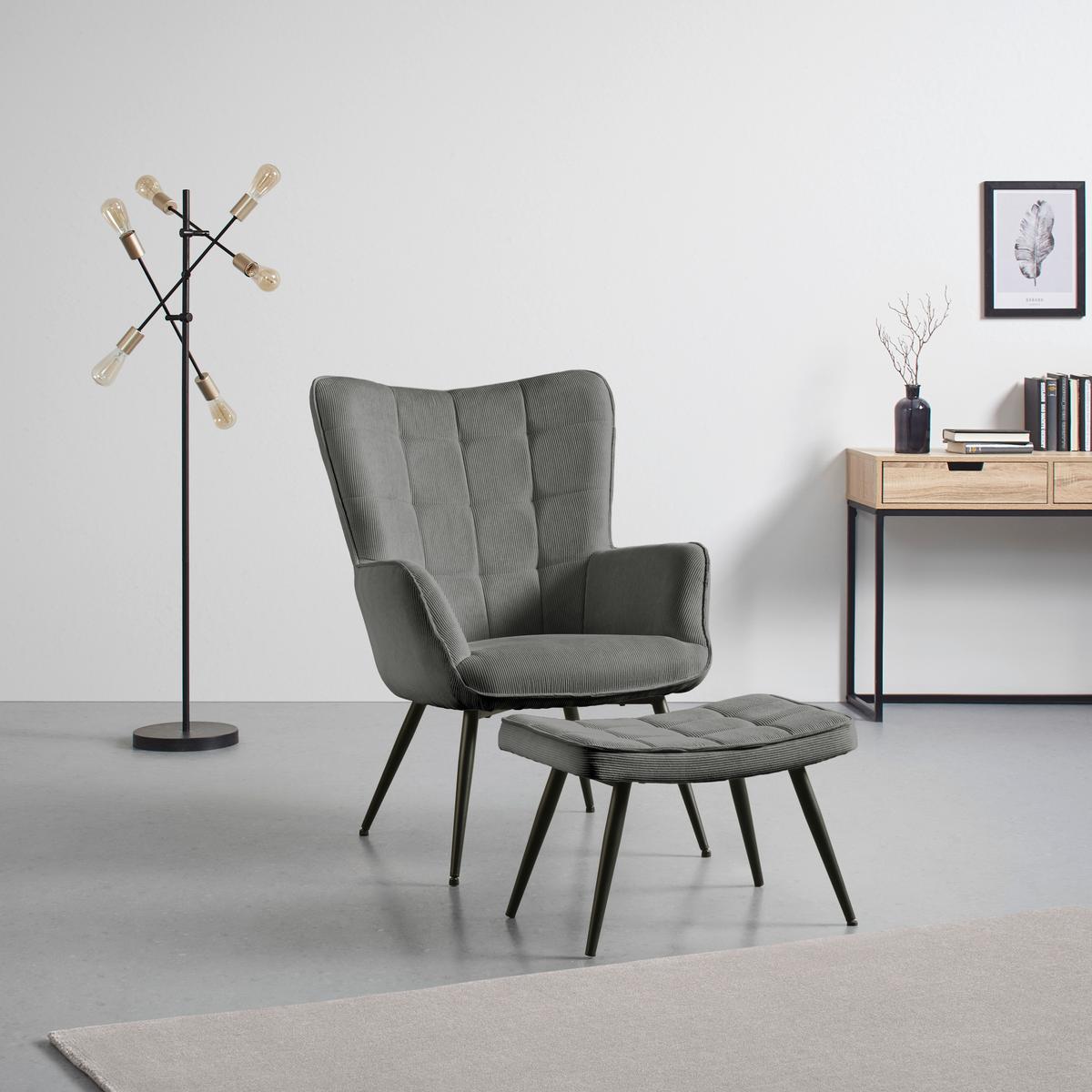 Hocker Gunvor Grau - Schwarz/Grau, Modern, Holz/Textil (59,5/39/40cm) - Mömax