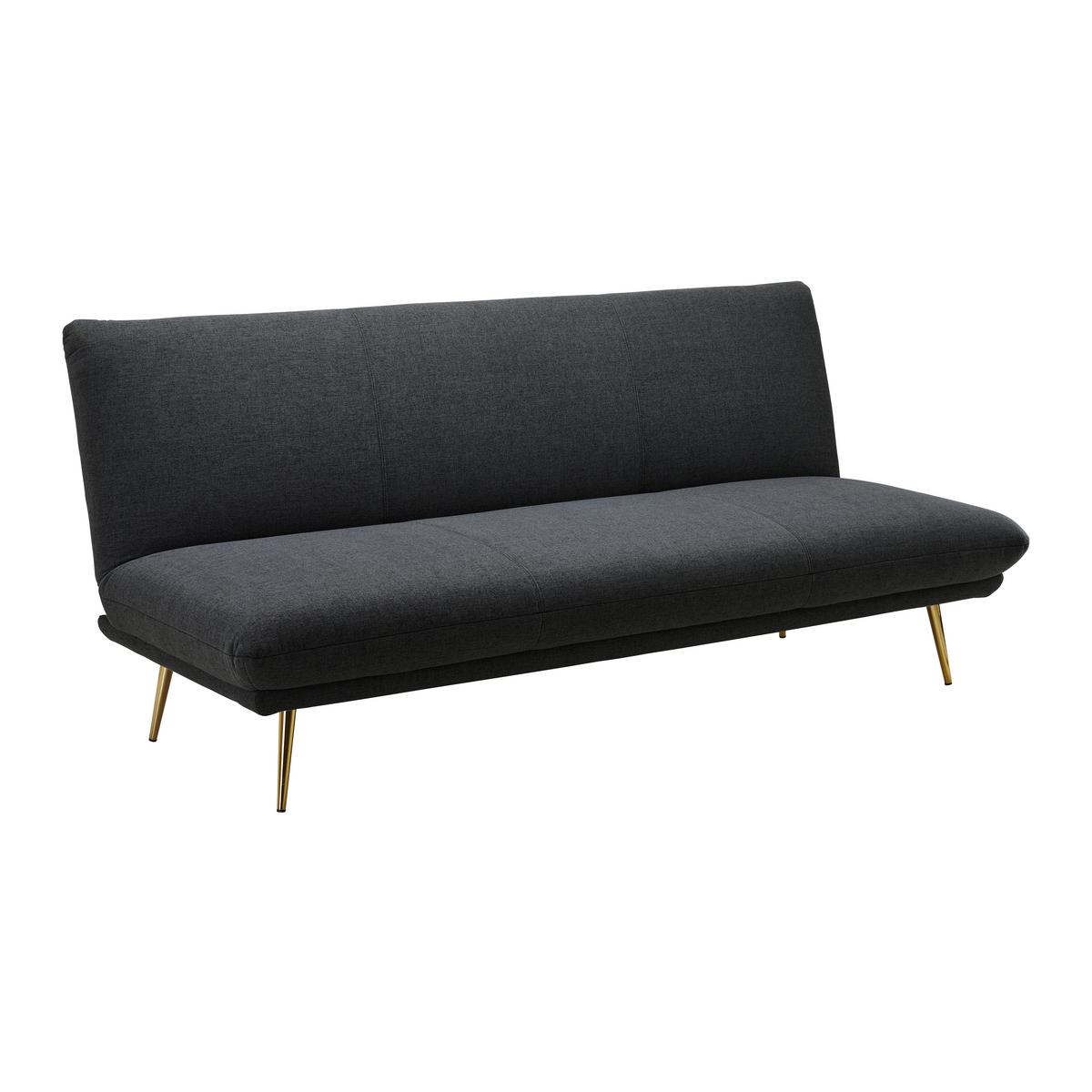 Zofa S Posteljno Funkcijo Ben, Temno Siva - zlate barve/temno siva, Moderno, kovina/tekstil (186/82/85cm) - Bessagi Home