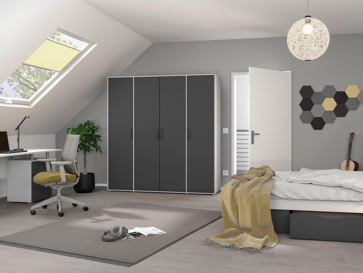 DULAP  USI ROTATIVE VOYAGER - alb/gri, Modern, material pe bază de lemn (187/194/53cm) - Modern Living