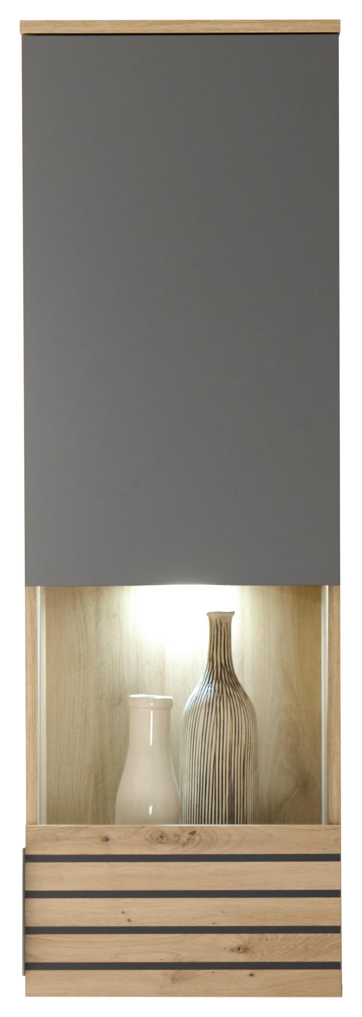 WITRYNA WISZĄCA BZ 5110 - szary/dąb artisan, Design, materiał drewnopochodny/tworzywo sztuczne (40/122/30cm) - MID.YOU