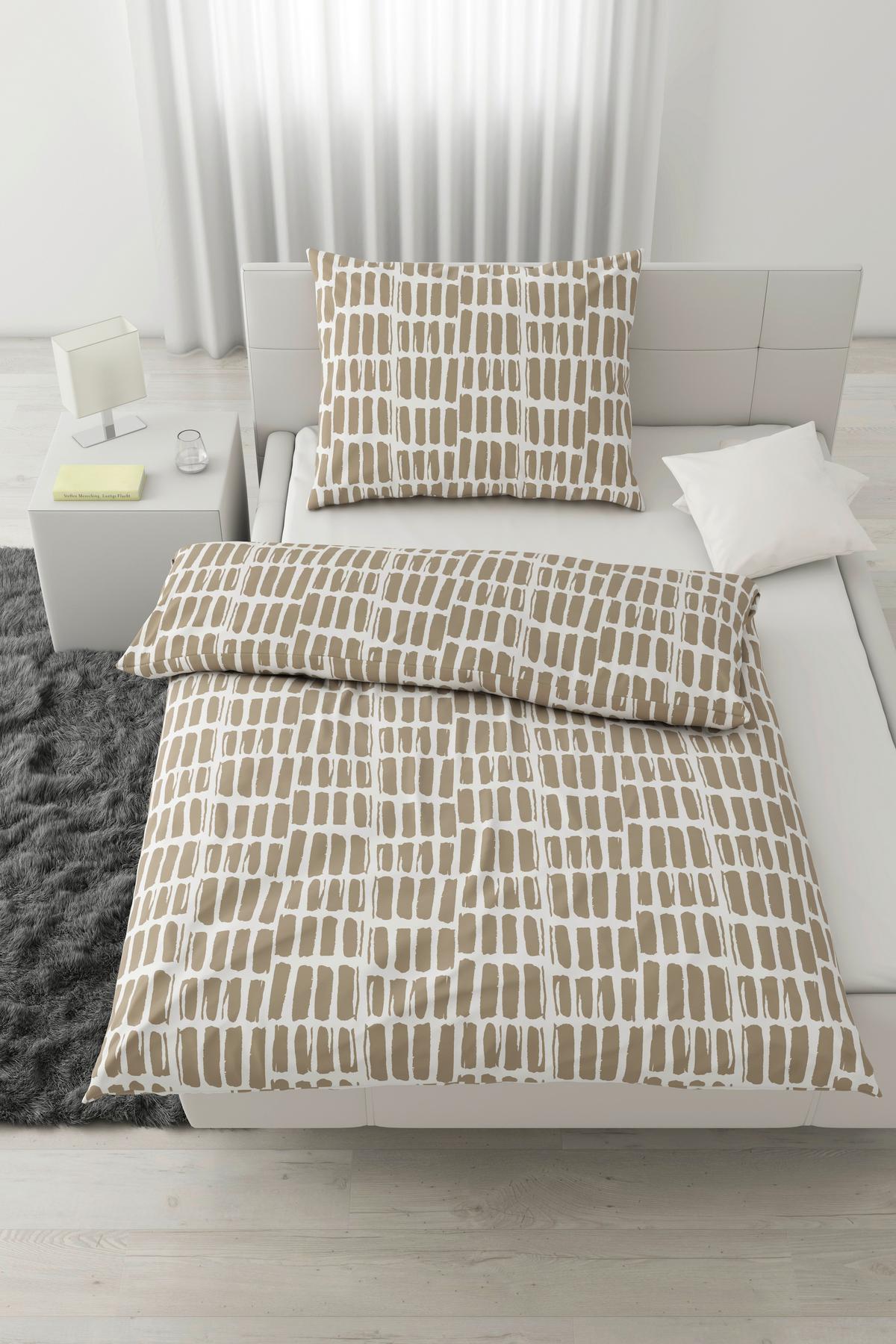 Posteljina Adam 140x200/60x80 Cm - bijela/bež, Moderno, tekstil (140/200cm) - Mömax